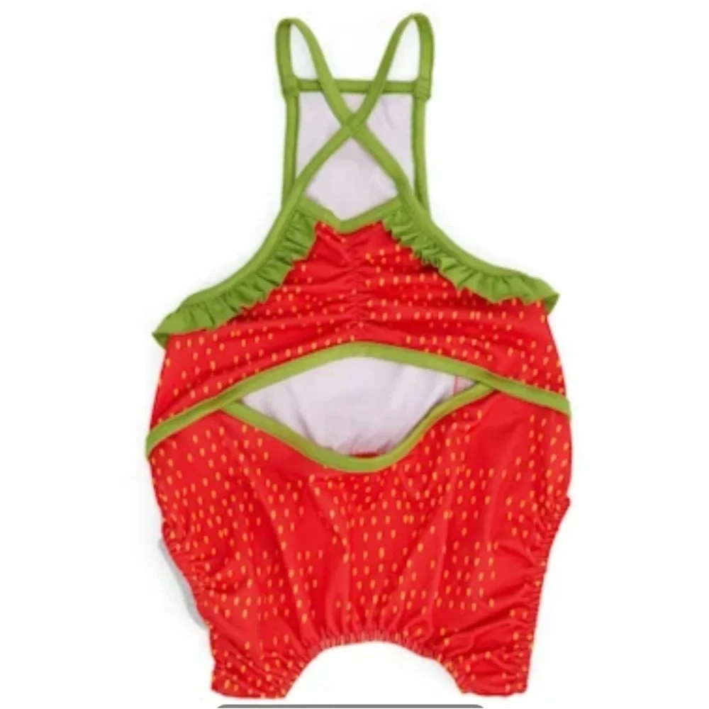 NWT strawberry dog swim bathing suit XS